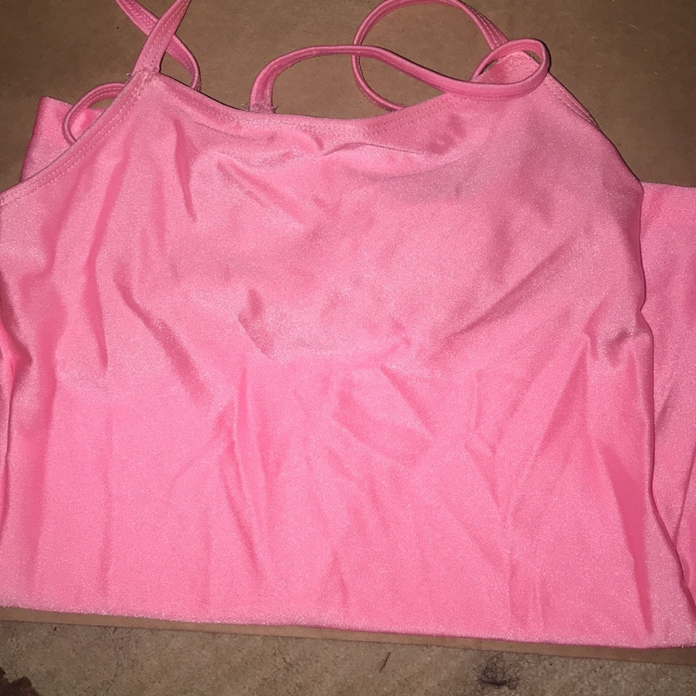 Girls Biketard Dance Gymnastics Y Back *PINK*